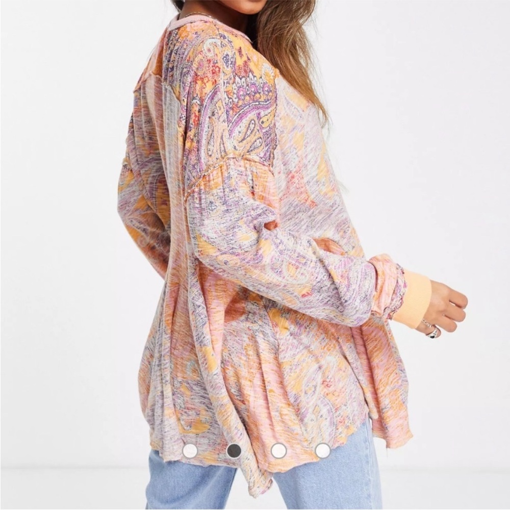 Free People Making Circles Longline T-shirt in Multi Paisley - Picture 4 of 11